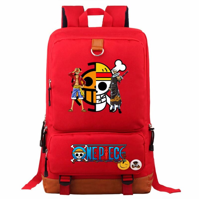 Zaino per bambini One Piece Luffy in rosso con motivi sul davanti