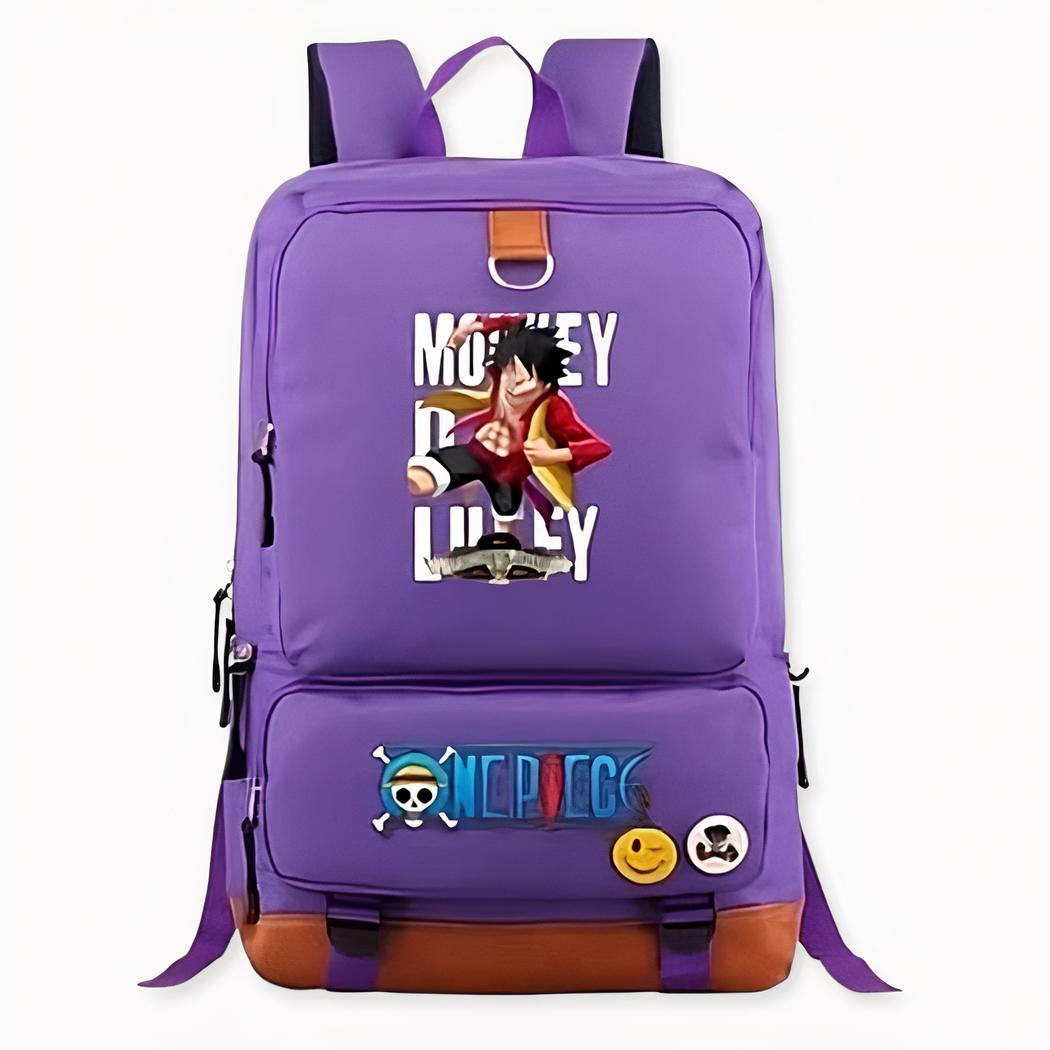 Zaino manga One Piece Monkey D, viola. Di buona qualità e molto alla moda.