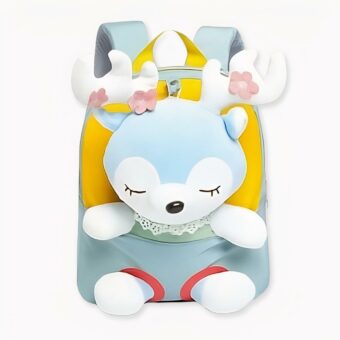 Carino zaino con cervo per bambine in blu e giallo. Di buona qualità e molto alla moda.