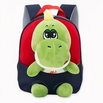Zaino per bambini Lillipuziano con peluche di dinosauro blu navy. Di buona qualità e molto trendy.