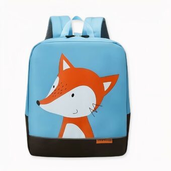 Zaino per bambini illustrato con un'adorabile volpe colorata. Di buona qualità e molto alla moda.