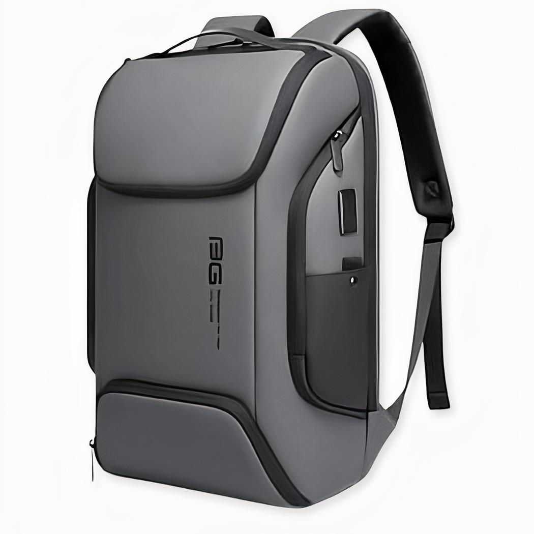 Zaino di lusso per laptop in grigio e nero con sfondo bianco