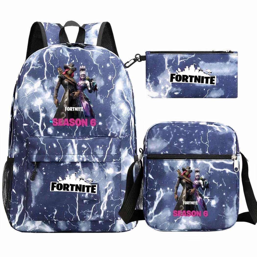Zaino Fortnite blu con fulmini set 3 pezzi - immagine 3