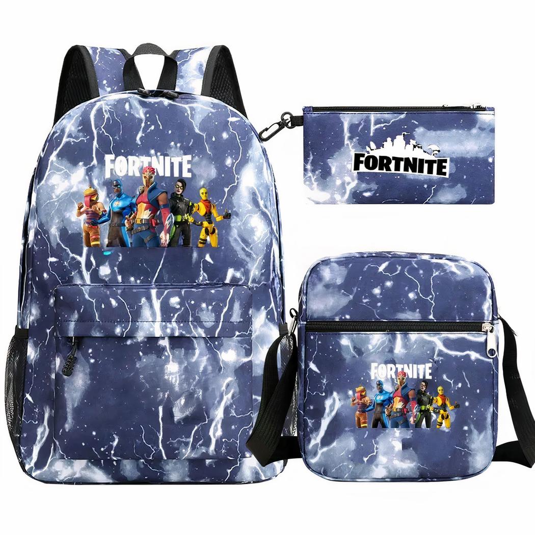 Zaino Fortnite blu con fulmini set 3 pezzi - immagine 4