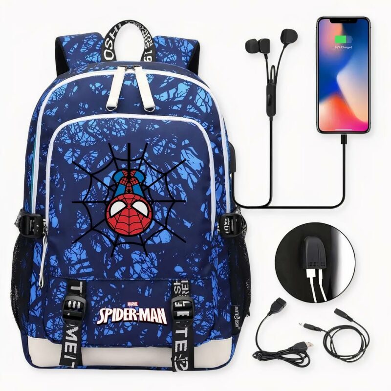 Questo zaino Spiderman con caricatore è ideale per i bambini dai 6 anni in su. È perfetto per contenere tutte le sue cose. Inoltre, può ricaricare i dispositivi elettronici compatibili. Perfetto per chi vuole usarlo per la scuola o per i viaggi in auto se va in vacanza.