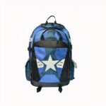 Zaino scuola blu con Capitan America della Marvel e una grande stella bianca sul davanti.