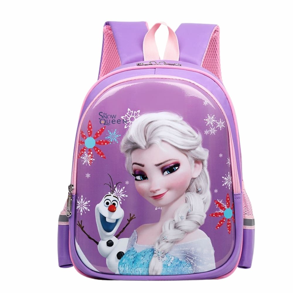 Zaino Frozen per bambini di colore viola su sfondo bianco panna