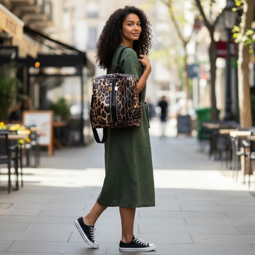 Zaino piccolo donna con stampa leopardata - immagine 4