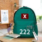 Zaino verde bambino con numero Squid Game