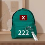 Zaino verde bambino con numero Squid Game