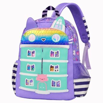 Zaino Gabby's Dollhouse con casa colorata, vista frontale