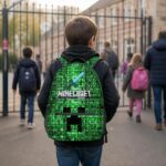 Zaino Minecraft Creeper, vista laterale