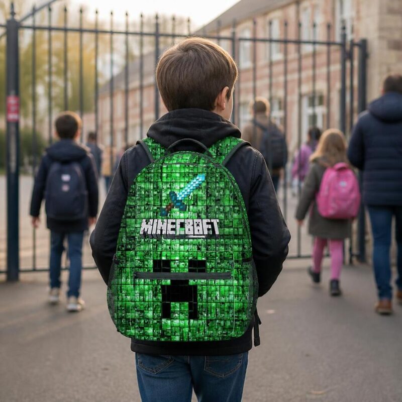 Zaino Minecraft Creeper, vista laterale