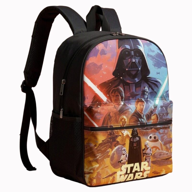 Zaino Star Wars con i personaggi della saga, vista frontale