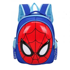 Zaino maschera Spiderman 3D blu e rosso con sfondo bianco