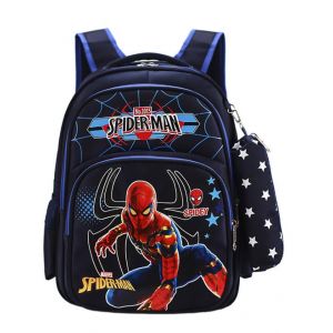 Zaino Spiderman con custodia blu e sfondo bianco