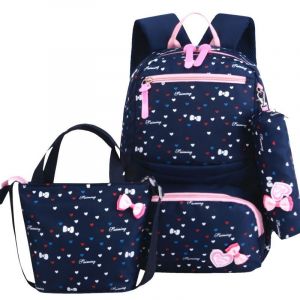 Set di 02 borse colorate con disegno di fiocco e cuore e chiusura rosa